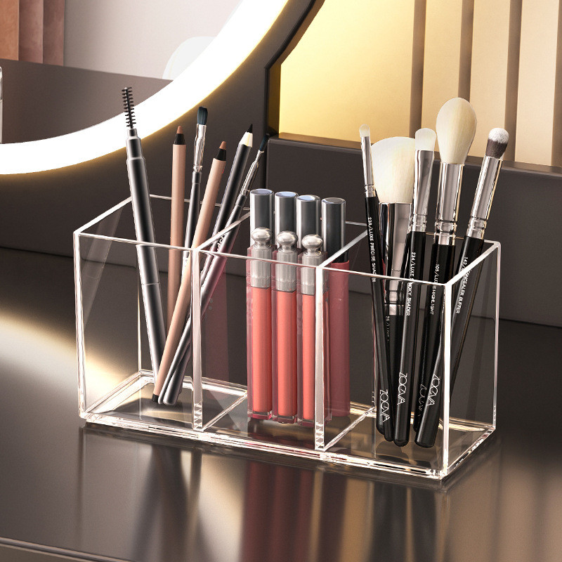 Premium Selection#Makeup Brush Holder Transparent Acrylic Vanity Table Lipstick Eyebrow Pencil Eyesh