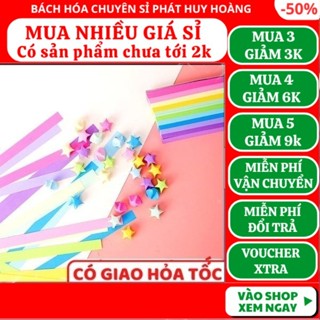 Khay giấy xếp sao origami 🚛FREESHIP💰HOÀN XU❤️ Giấy xếp ngôi sao năm cánh dạ quang , Phát Huy Hoàng