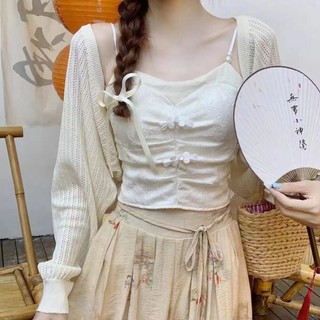 Phong Cách Trung Hoa Retro Trung Quốc Camisole Sườn Xám Áo Vest Mùa Hè Ngực Miếng Lót Ngắn Đáy Phong Cách Trung Quốc Nước Ngoài Mặc Không Tay Top
