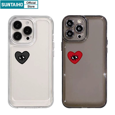Suntaiho Thời Trang Thẩm Mỹ Vỏ Cặp Đôi Mắt Tình Yêu Họa Tiết Ốp lưng Iphone 16 15 14 13 12 11 Pro Max IP 7 8 Plus Iphon X Xs XR Xs Max TPU Mềm Cao Cấp Chống Sốc Ốp Lưng