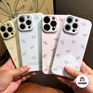 Ốp Điện Thoại Bảo Vệ Ống Kính Nơ Hàn Quốc Cho IPhone 11 16 14 15 Pro MAX 12 13 ProMax XS MAX XR 7 8Plus Ốp lưng PC Cứng Chống Trầy Xước