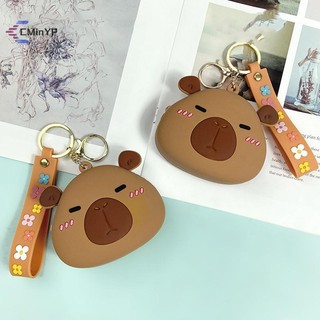   Cminyp  Túi đựng tai nghe silicon dễ thương Phim hoạt hình Capybara Ví đựng tiền xu Túi xách nữ Mặt dây chuyền có dây đeo cổ tay Móc khóa mới 