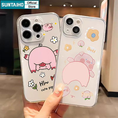 Ốp Điện Thoại Suntaiho Hoạt Hình Dễ Thương Họa Tiết Lợn TPU Trong Suốt Mềm Cao Cấp Chống Sốc Cho iPhone 11 12 13 14 15 16 Pro Max IP 7 8 Plus Iphon X XS XR Xs max