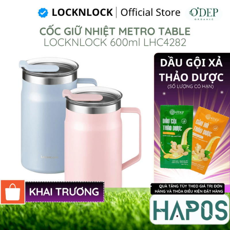 Cốc giữ nhiệt 600ml LocknLock Chính hãng Metro Table Mug LHC4282PIK - HAPOS HSA