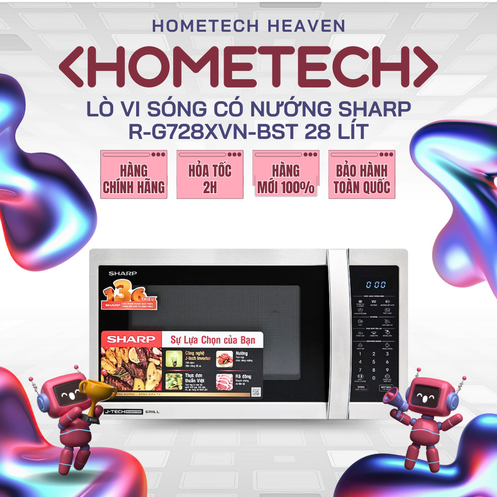 R-G728XVN-BST - Lò vi sóng có nướng Sharp R-G728XVN-BST 28 lít - Hàng Chính Hãng, Mới 100%