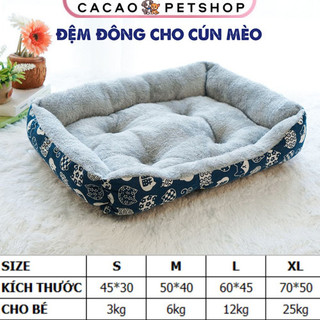  Đệm đông Thảm Lót Cho Cún Mèo Nệm cho chó mèo lót lông ấm áp chất lông dày Thiết kế hình chữ nhật - Cacao 