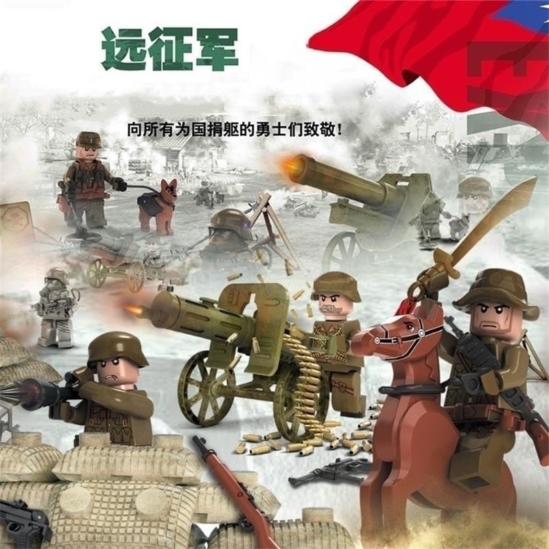 Sản phẩm mới Hàng có sẵn Tương thích Lego Doll Trenchs Expedition Army Mountain Gun Soldier Minifigu