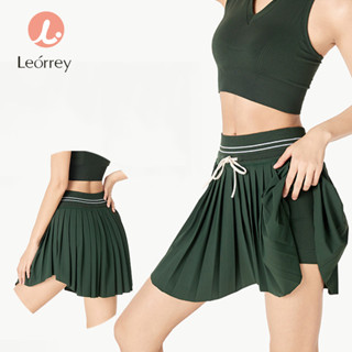 Leorrey-Váy xếp ly chơi golf thể thao thường ngày Bộ đồ hai mảnh tập gym Quần vợt
