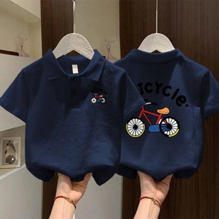 [Áo sơ mi Polo trẻ em] (2-8Y) 2025 Áo thun ngắn tay in hình hợp thời trang mới dành cho trẻ em Unisex Mùa hè Quần áo thiết kế cổ áo mỏng thời trang