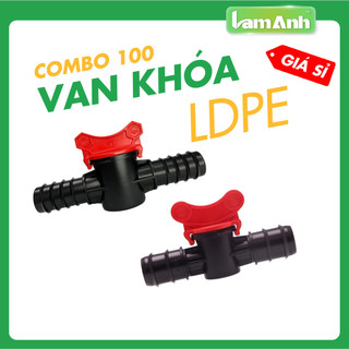   Giá sỉ  Combo 100 Van nối ống LDPE 2 đầu ngạnh 12mm –  16mm – 20mm – 25mm | Van khóa LDPE tưới nhỏ giọt – Lam Anh 