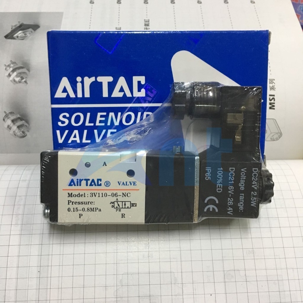 Van Điện Từ Ba Chiều Hai Vị Trí Chính Hãng Airtac  3v110-06-nc