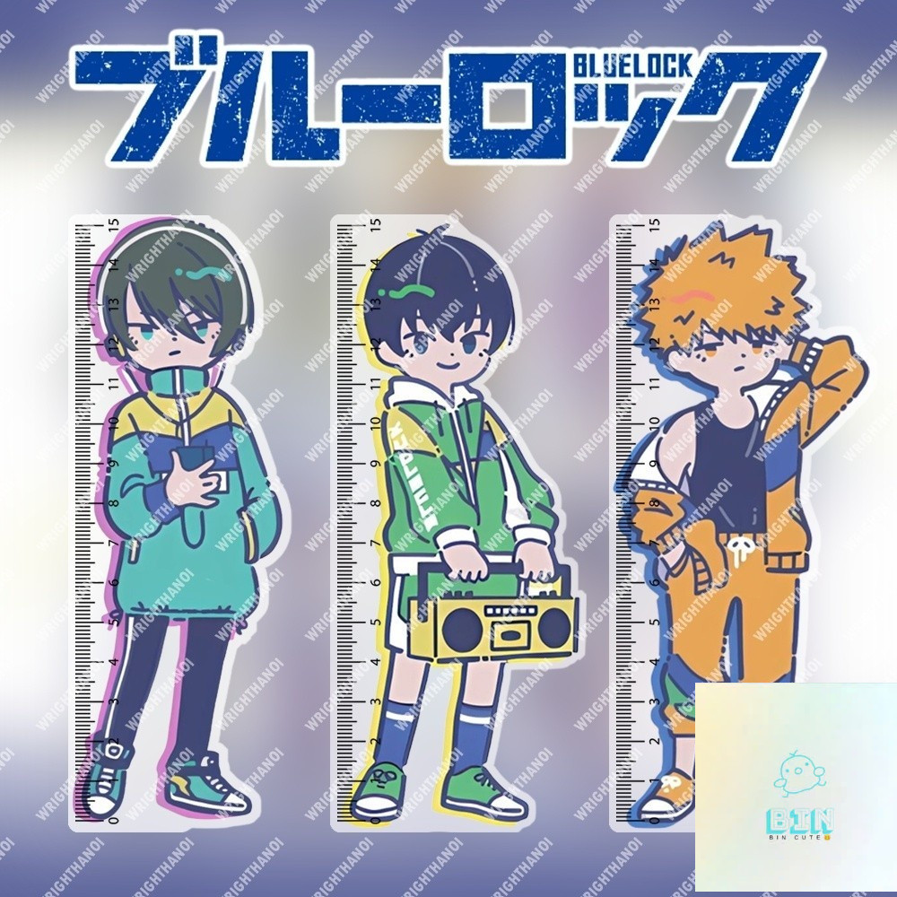 Thước Kẻ Blue Lock 15cm Anime Blue Lock nhựa Acrylic hai mặt, in hình các nhân vật dễ thương
