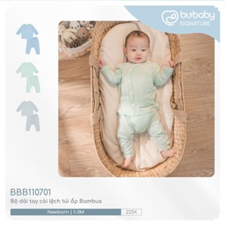 BU Baby (0-3M) Bộ dài tay cài chéo cho bé trai bé gái sơ sinh - BSR1108ST BBB110701  - Bu baby sơ sinh – Quần áo