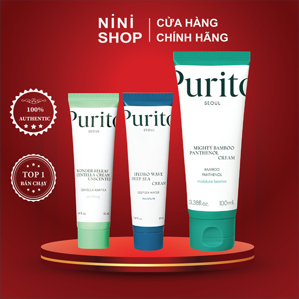 Kem Dưỡng Da Purito Hydro Wave Deep Sea Cream, Wonder Releaf Centella Cream Unscented, Mighty Bamboo