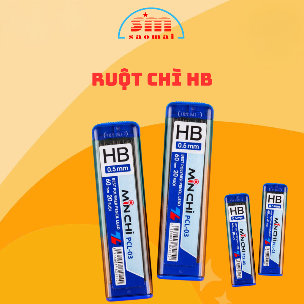Min chì HB 0.5mm Thiên Long ngòi bút chì mềm mại, khó gãy, dùng cho chì bấm thông dụng PCL-03