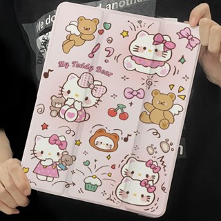 Ốp lưng Hello Kitty gen7 gen8 gen9 10.2tablet cho iPad2024 air6 11inch 20 / 21Pro11Air3 / 4 / 5 / 6 10.9 10.5gen10 2022 Air1 / 2 gen5 gen6 9.7inch Vỏ bảo vệ Ba túi khí gấp