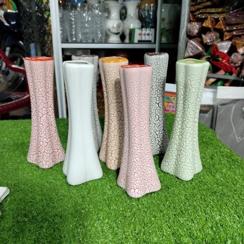 Lọ cắm hoa 1 bông/Bình hoa gốm sứ nhỏ cao 18 cm