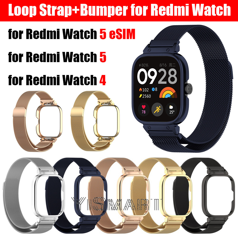 Dây đeo ốp lưng kim loại cho Redmi Watch 5 ESIM Milanese Loop Band cho Xiaomi Redmi Watch 4 Watch5 D
