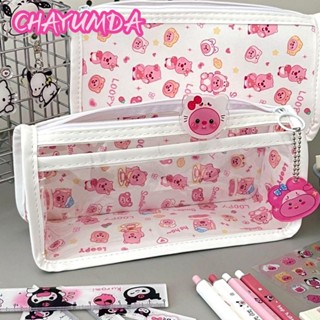 Túi đựng bút CHAYUMDA Labubububu, Bút chì trong suốt đế hình tam giác, Túi đựng văn phòng phẩm chống thấm nước đa năng / Labububu / Gấu bơ Học sinh