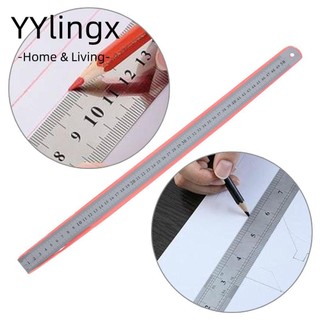 Yylingx 30 / 50mm Thước Thẳng Sinh Viên Văn Phòng Phẩm Kim Loại Vẽ Dụng Cụ Đo Hai Mặt