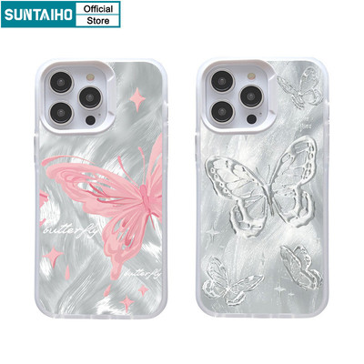 Suntaiho Ốp Lưng iPhone Đẹp Camlet Họa Tiết Bướm Trong Suốt Mờ Dành TPU Silicon Mềm Cao Cấp Chống Sốc Ốp điện thoại Cho Iphone 16 15 14 12 13 11 Pro Max IP 7 8 Plus Iphon X Xs XR Xs Max Hàn quốc Ốp Lưng
