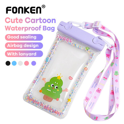 Fonken Hoạt Hình Dễ Thương Túi Khí Nổi Chống Nước Túi Điện Thoại Túi Trôi Dây Có Thể Cảm Ứng Vỏ Điện Thoại Di Động