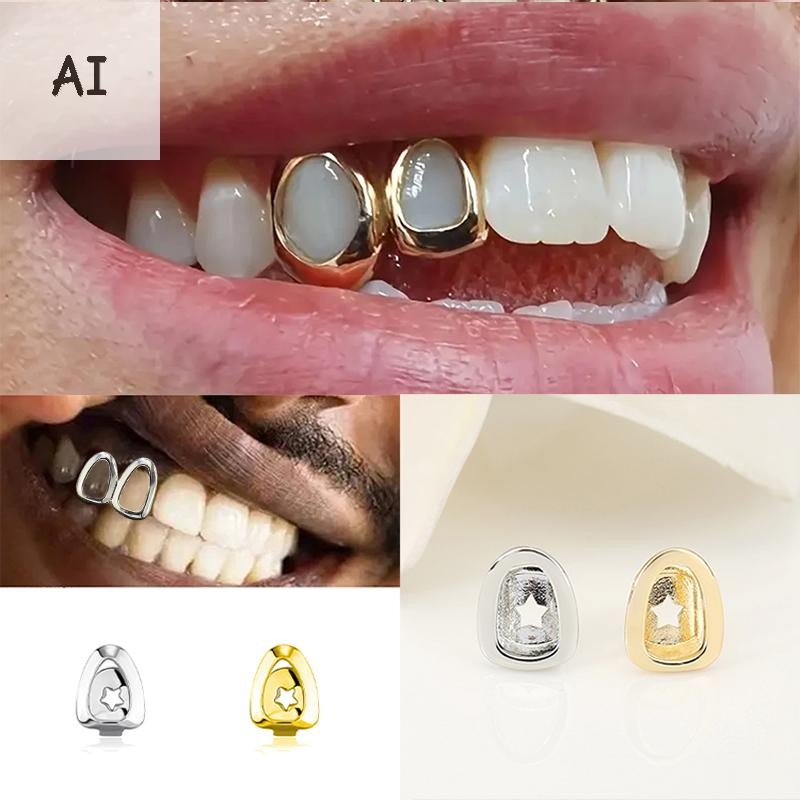 AI Hip Hop Ngôi Sao Rỗng Răng Grillz Răng Trang Trí Răng Mũ Fangs Lưới Tản Nhiệt Dành Cho Nữ Trang S