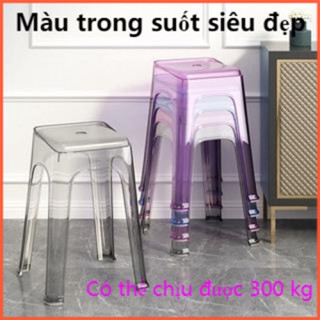 Ghế Đẩu Vuông Dày Nhẹ Trong Suốt Đơn Giản Sang Trọng Có Thể Xếp Chồng Lên Nhau Cho Phòng Khách / Phòng Ngủ ghế nhựa ghế trong suốt