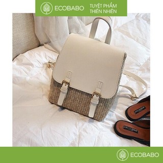 Balo cói phối da Retro cực độc dễ phối đồ | Ecobabo