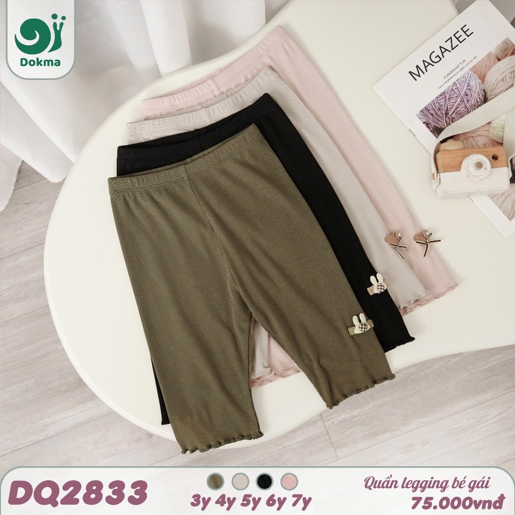 Quần leging lửng bé gái Dokma DQ2833 cho bé 13-25kg, chất vải cotton tăm