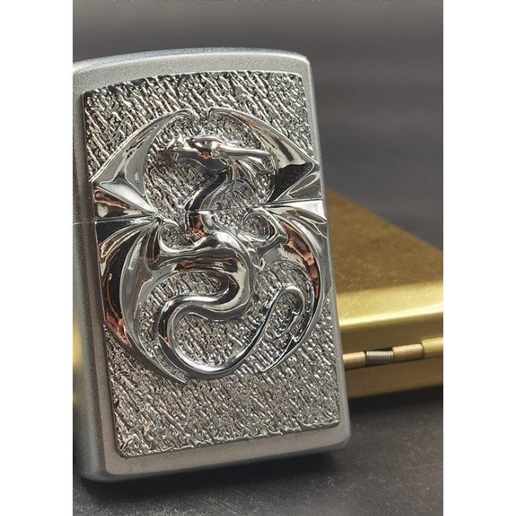 Emblem hình dán Zippo rồng bạc