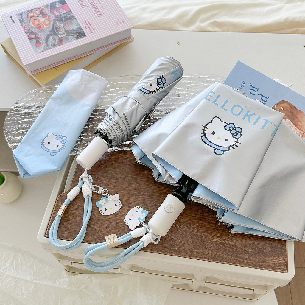 Ô Hello Kitty Ô Tự Động Titan Bạc Chống Nắng Ô Ô Ô Ô Dù Công Dụng Kép Ô Hoạt Hình Gradient Hello Kit