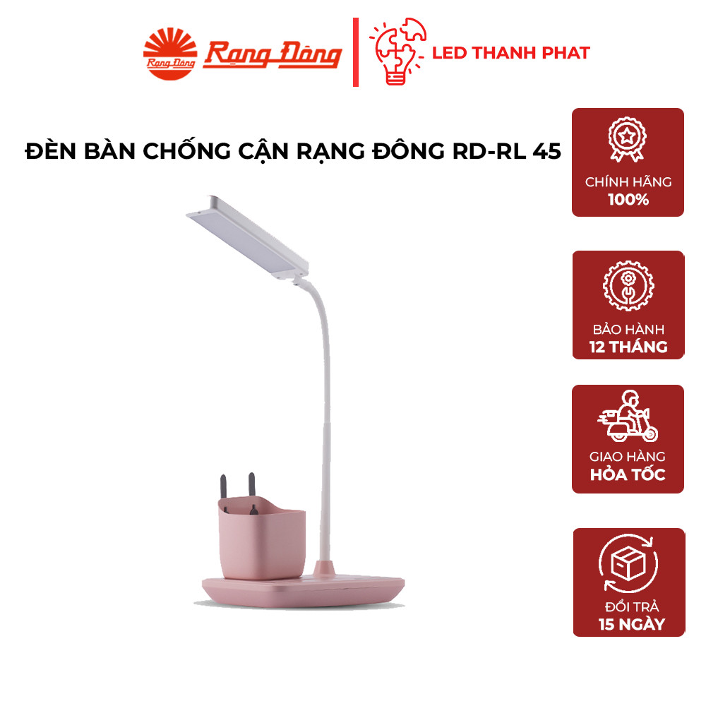 Đèn bàn học cảm ứng cao cấp Rạng Đông 8W, Model RD-RL-45 8W