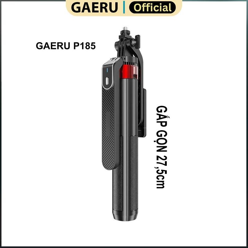 Gậy chụp ảnh GAERU P185 có remote bluetooth, có tay điều chỉnh 4 chân gập lại xoay 360, ren 1/4
