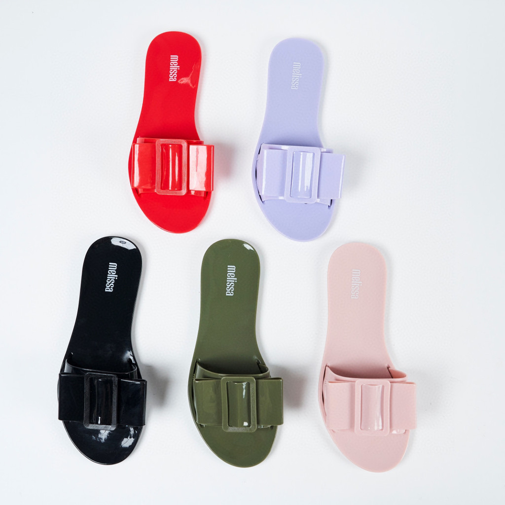 [Chất lượng cao] 100% melisa-Ladies Jelly Shoes Flat Bow Flip-Flops Giày đi biển