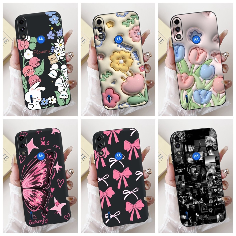 Dành Cho Motorola Moto E7 Power Case Moto E7i Power XT2097-13 Vỏ Silicon Thời Trang Nơ Hoa Mềm Vỏ Ch
