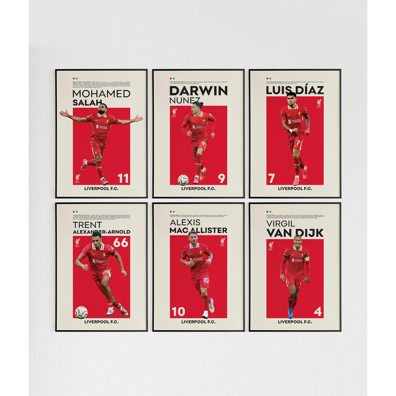 Bộ Quà Tặng Poster Liverpool gồm 6 Gói, Bộ Poster Liverpool gồm 6, Nghệ Thuật Treo Tường Bóng Đá Liv