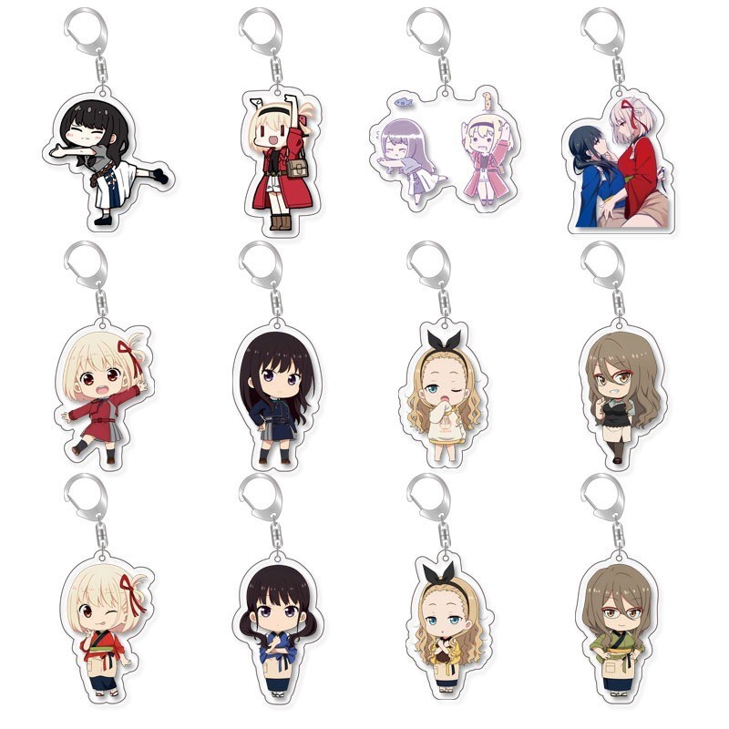 Móc khóa anime Lycoris Recoil: Quán cà phê bất ổn manga nhựa Acrylic hai mặt, in hình các nhân vật d