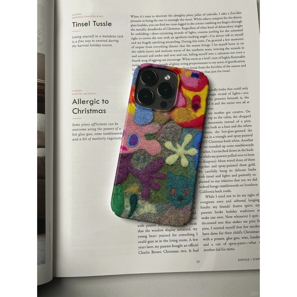 Ốp điện thoại dễ thương hình quái vật bông có dấu chấm Vỏ bảo vệ chống rơi 16ProMax vỏ cứng 16ProMax