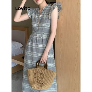 Đầm Lovito cài cúc họa tiết paisley phong cách thường ngày cho nữ LNE66034