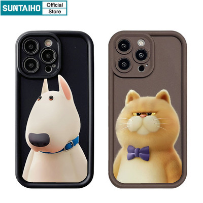 Suntaiho Vỏ Dễ Thương Vui Nhộn Họa Tiết Chó Mèo Hoạt Hình Ốp Điện Thoại Cho Iphone 16 15 14 13 12 11 Pro Max IP 7 8 Plus Iphon X Xs XR Xs Max Silicon Mềm Cao Cấp Chống Sốc Ốp Lưng