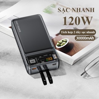 Sạc Dự Phòng 30000mAh Sạc Nhanh 120W PD 20W Tích Hợp 2 Dây Sạc Cho Nhiều Thiết Bị Màn Hình Led