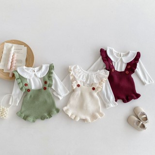  Áo khoác viền xếp nếp cho bé gái Áo khoác đánh rắm phong cách nước ngoài Bộ đồ leo núi ngọt ngào Onesie 3174 