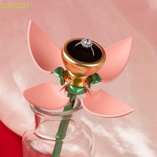 Hộp nhẫn cầu hôn hoa CUNXIN Chống bụi Đính hôn đa chức năng