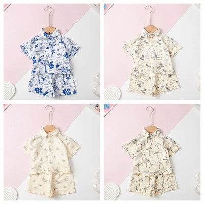 Bộ cotton trẻ em - bé trai B002, Bộ sơ mi cài cúc LITIBABY size 9 tháng đến 10 tuổi