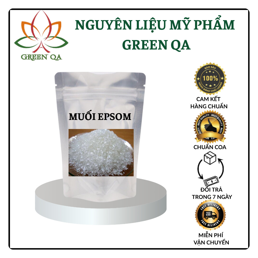 Muối Epsom - Muối tắm ngâm chân, rửa mặt dưỡng da, Nguyên liệu mỹ phẩm - 1000g
