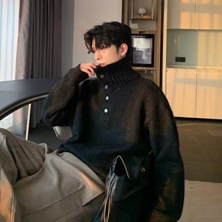 Áo len cổ cao cổ nam mùa đông YOUTANG Áo len dệt kim dày màu trơn phong cách Hàn Quốc