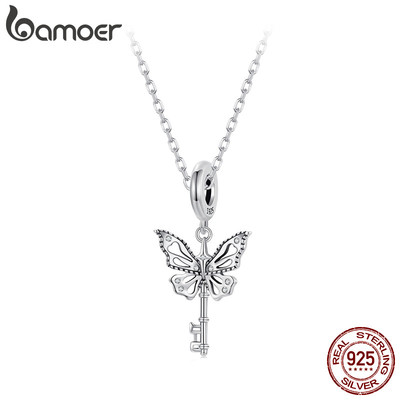Bamoer Bạc 925 Mặt Dây Chuyền Bướm May Mắn Chìa Khóa Vòng Tay Phụ Kiện Trang Sức Nữ