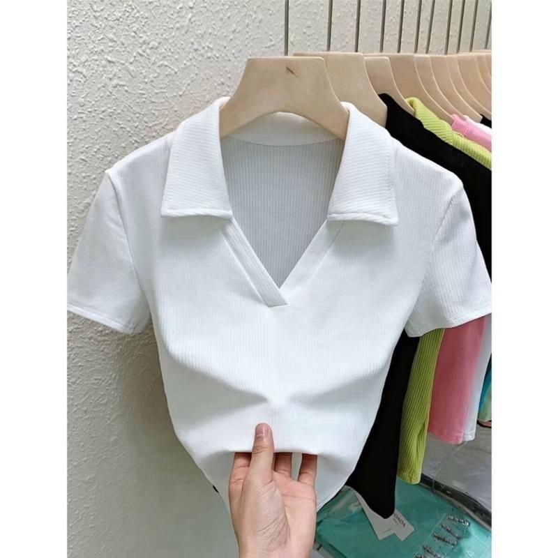 A88 Áo thun nữ tay ngắn Croptop Cổ Bẻ , Áo Polo Nhiều Màu size dưới 53kg mã a88