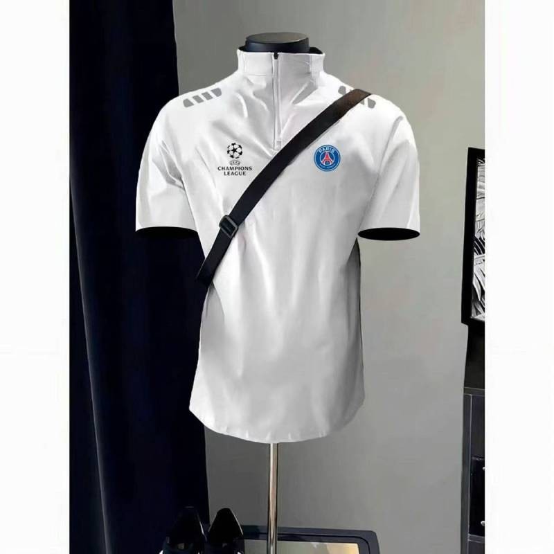Football Quick-Drying T-shirt Training Wear Men's Summer New Stand Collar Half Zip Breathable Thin S